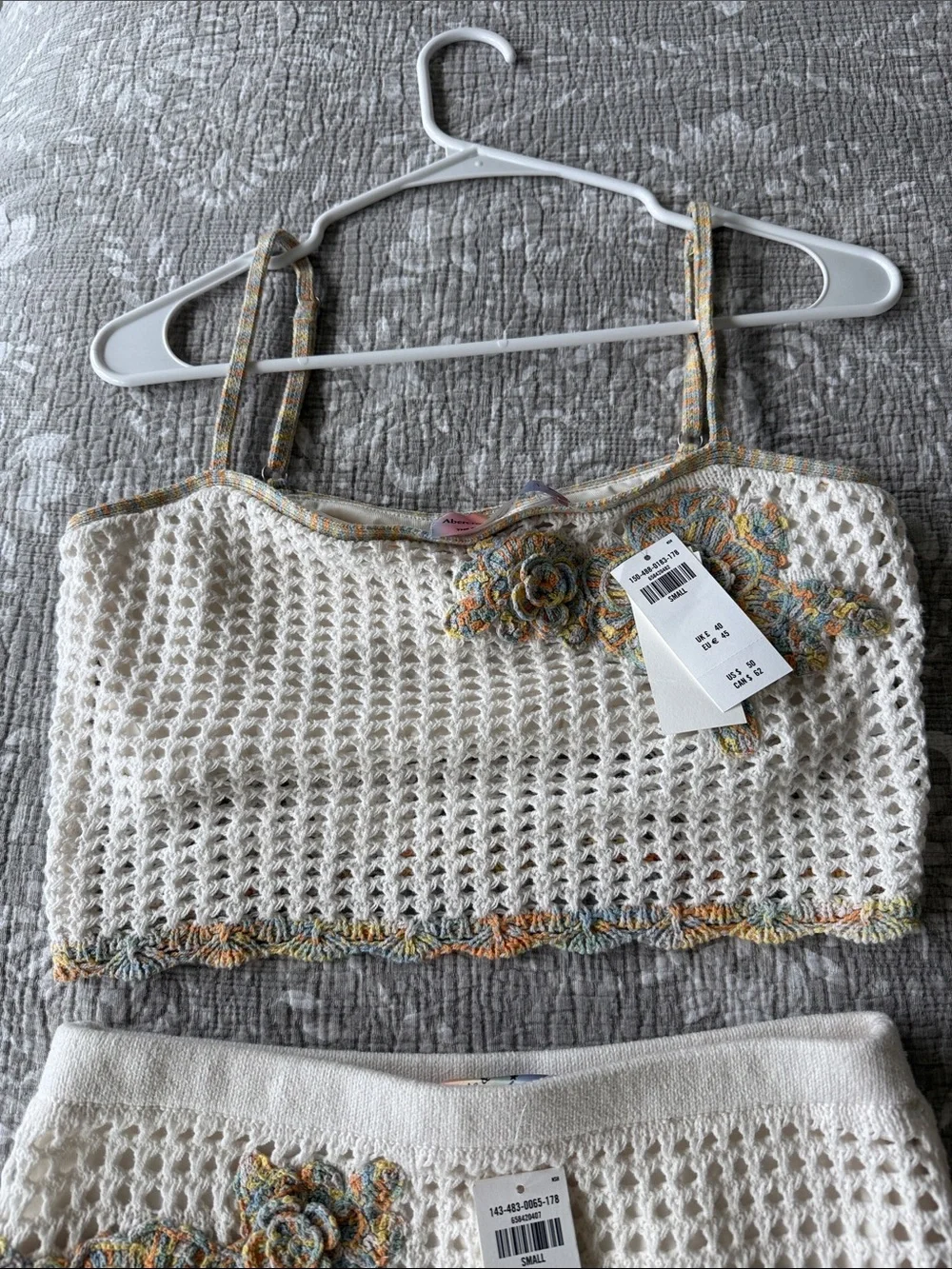 Abercrombie & Fitch Crochet Two-Piece Crop Top and Skirt Set size SM - Picture 3 of 8